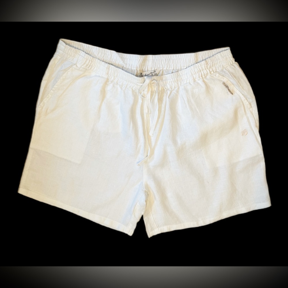 Margaritaville Women’s Shorts XXL Ivory  Linen Pull on  Pocket Logo Embroidery